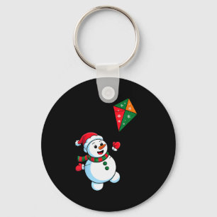 Porte-clés Bonhomme de neige de Noël volant un cerf-volant dr