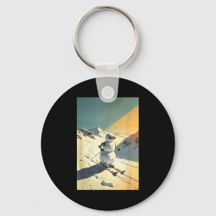 Porte-clés Bonhomme de neige faisant du ski