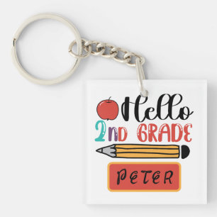 Porte-clés Bonjour 2e année personnalisée Retour à l'école Am