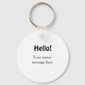 Porte-clés Bonjour ajouter un message de nom simple minimum é (Verso)