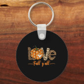 Porte-clés Bonjour Automne Amour Citrouille Automne Y'All Leo (Recto)