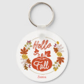 Porte-clés Bonjour Automne Automne Feuilles Citrouille Thanks (Verso)