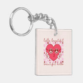 Porte-clés Bonjour Beau Coeur Rose (Devant gauche)