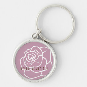 Porte-clés Bonjour Belle - Moderne Chic Fleur Rose Rose
