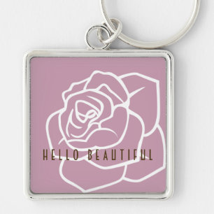 Porte-clés Bonjour Belle - Rose rose moderne et chic
