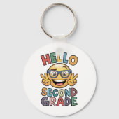 Porte-clés Bonjour Enseignant de deuxième année 2e année écol (Recto)