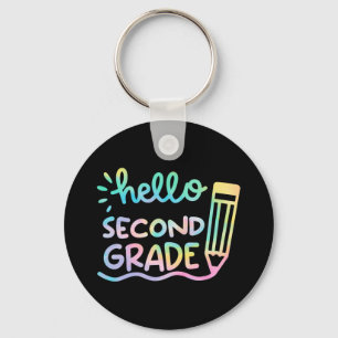Porte-clés Bonjour enseignants de 2e année Tie Dye Enfants By