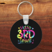 Porte-clés Bonjour Enseignants de 3e année Étudiants Tie Dye (Verso)