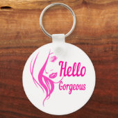 Porte-clés Bonjour Magnifique Jolie Dame Visage Typographie (Recto)