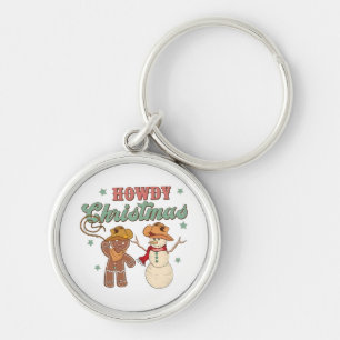 Porte-clés Bonjour Noël Cowboy Bonhomme de Neige Western Drôl