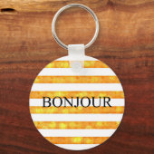 Porte-clés Bonjour Orange Rayure Bokeh (Recto)