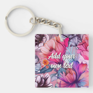 Porte-clés Bonjour Printemps Heure du bonheur, Fleur papillon