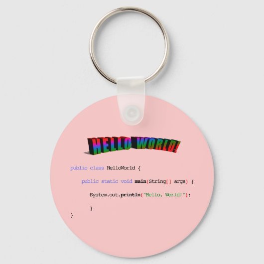 Porte-clés Bonjour World geek saluant Java (Recto)