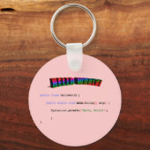 Porte-clés Bonjour World geek saluant Java (Recto)