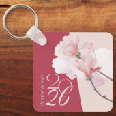 Porte-clés Bonne Année 2026 Personalized Floral Keychain (Recto)