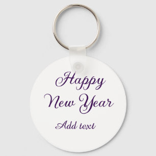 Porte-clés Bonne année calligraphie violette simple minimalis