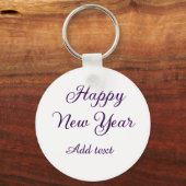 Porte-clés Bonne année calligraphie violette simple minimalis (Recto)