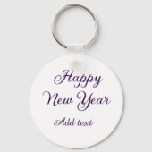 Porte-clés Bonne année calligraphie violette simple minimalis (Verso)