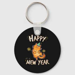 Porte-clés Bonne année Miaou 2025 Chat drôle Nouvel An Fête