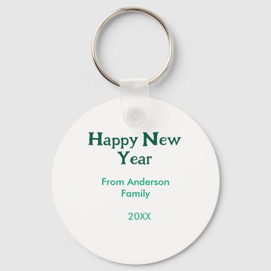Porte-clés Bonne année verte ajouter nom de famille année sim (Recto)