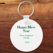 Porte-clés Bonne année verte ajouter nom de famille année sim (Recto)