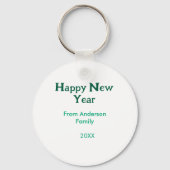 Porte-clés Bonne année verte ajouter nom de famille année sim (Verso)