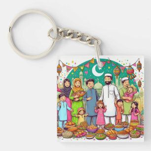 Porte-clés Bonne famille de l'Aïd amusant fêter le design