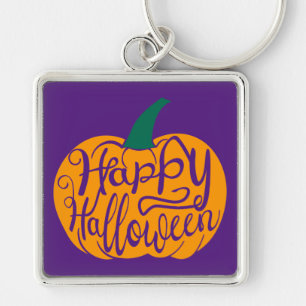 Porte-clés Bonne lettre Halloween sur citrouille sculpté