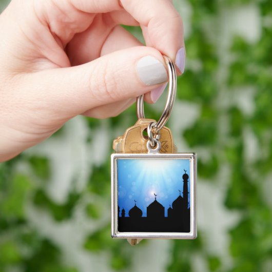 Porte-clés Bonne mosquée de l'Aïd avec rayons du soleil (main)