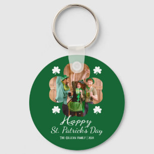 Porte-clés Bonne photo de la famille Shamrock Jour de la Sain
