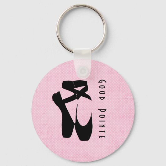Porte-clés Bonne Pointe. Chaussures de Ballet Noir En Pointe (Recto)