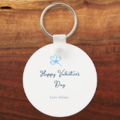 Porte-clés Bonne Saint-Valentin bleue fleur nom rustique joye (Recto)