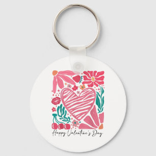 Porte-clés Bonne Saint Valentin Boho Valentine Fleurs Coeur