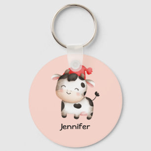 Porte-clés Bonne vache dans un Casquette rouge mignon