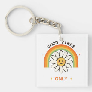 Porte-clés Bonne Vibration Uniquement Mignon Rétro Fleur de P