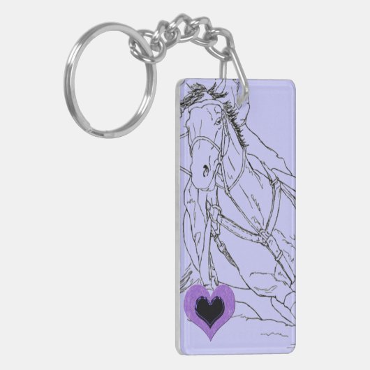 Porte-clés Bonnet double coeur violet (Devant gauche)