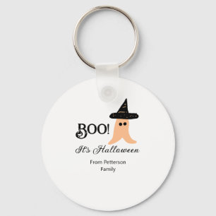 Porte-clés Boo c'est Halloween du nom de famille orange fantô