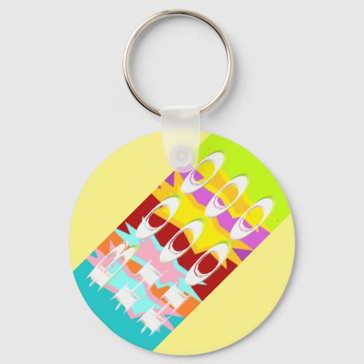 Porte-clés Boo Hoo design couleurs flash texte blanc Bu (Recto)