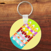 Porte-clés Boo Hoo design couleurs flash texte blanc Bu (Recto)