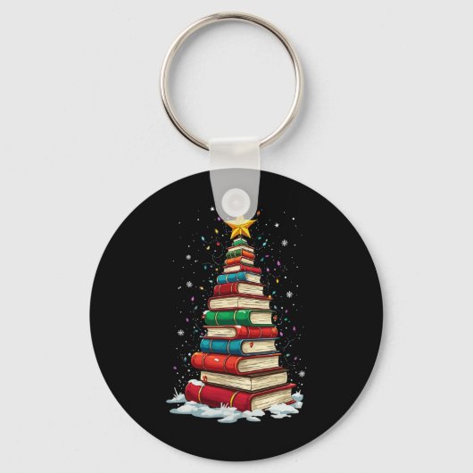 Porte-clés Book Christmas Tree Book Lover Teacher Librarian  (Recto)