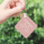 Porte-clés Bookmarks Are For Quitters Personalized Book Club<br><div class="desc">This cute nerdy design for book lovers, bookworms, authors, writers, book club friends or avid readers features the funny quote "Bookmarks Are For Quitters" with two small book illustrations on a dusty rose pink background. Personalize with a line of custom text beneath; perfect for your book club name, bookstore or...</div>