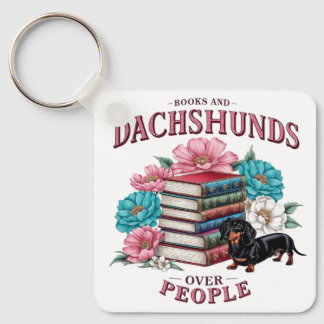 Porte-clés Books and Dachshunds Over People Floral Book Lover