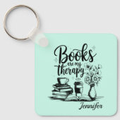 Porte-clés Bookworm Book Lover Therapy Mint Personalized (Recto)
