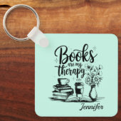 Porte-clés Bookworm Book Lover Therapy Mint Personalized (Recto)