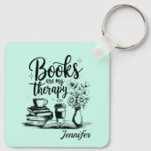Porte-clés Bookworm Book Lover Therapy Mint Personalized (Dos)