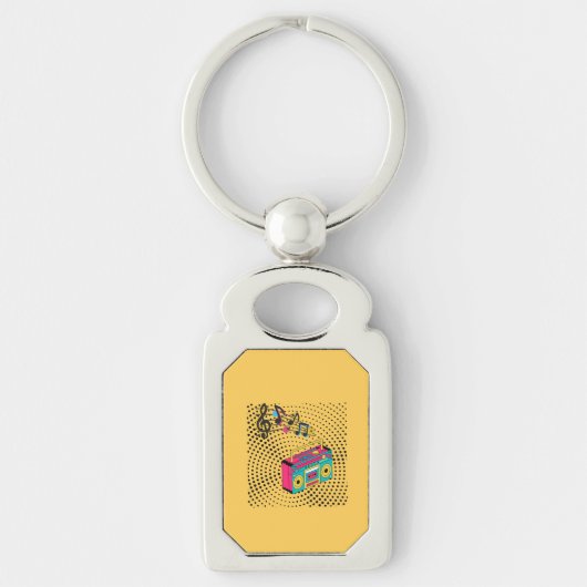 Porte-clés Boombox audio rétro. (Devant)