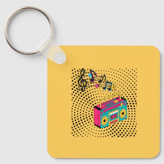 Porte-clés Boombox audio rétro. (Recto)