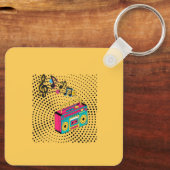 Porte-clés Boombox audio rétro. (Verso)
