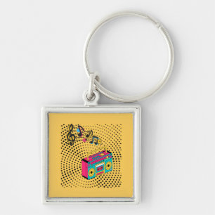 Porte-clés Boombox audio rétro.