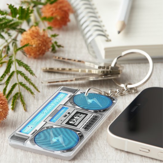 Porte-clés Boombox bleu (Devant droit)